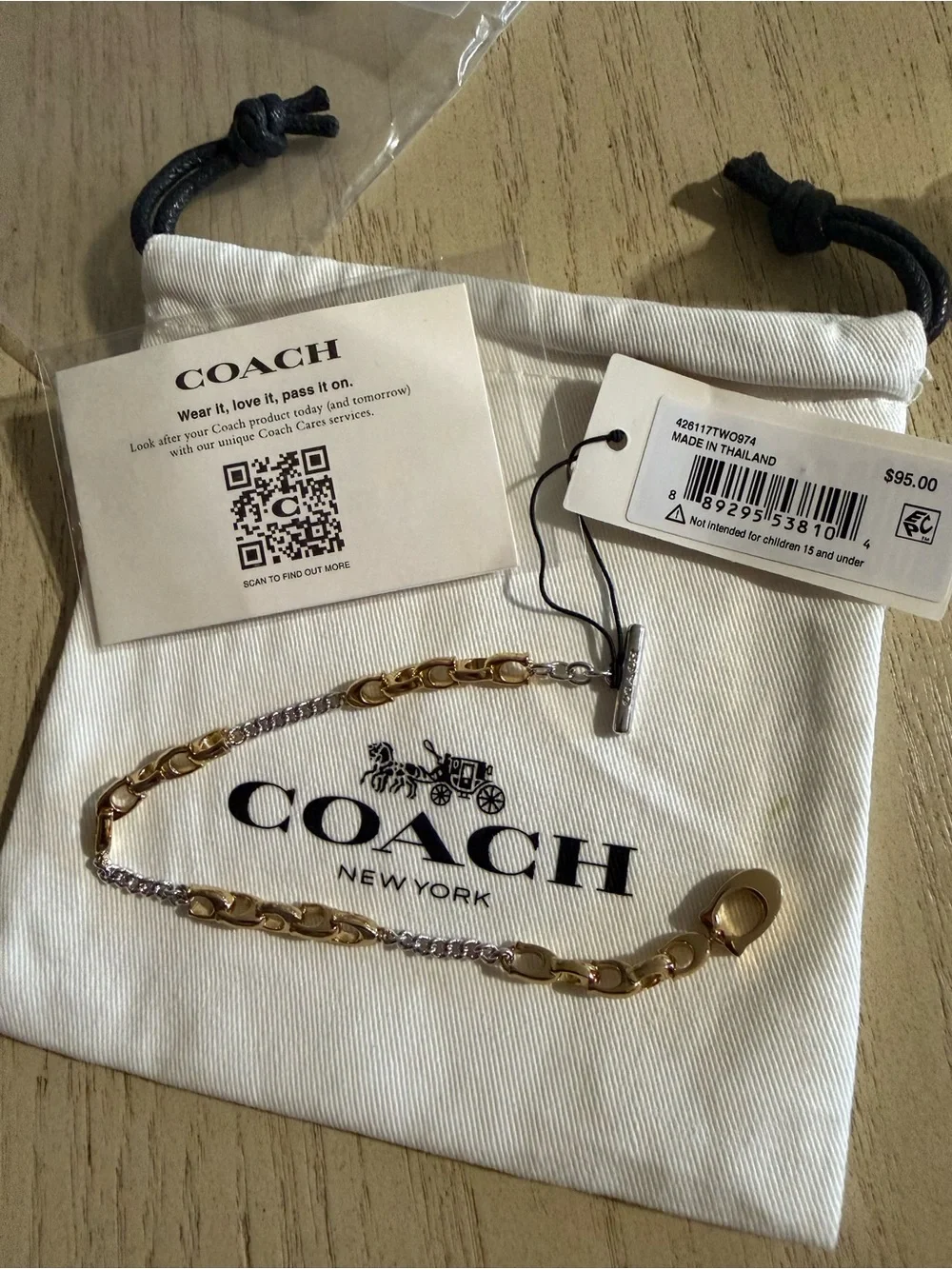 Coach Mixed Metal Linked C Bracelet in Gold and Silver